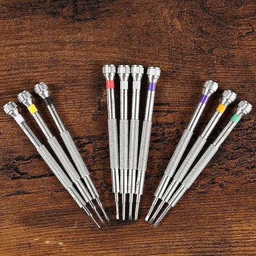 Miniatura 8 de Juego de destornilladores de micro precisión, 10 unidades, kit de destornilladores para RUSIW Watch para extracción de eslabones de reloj,