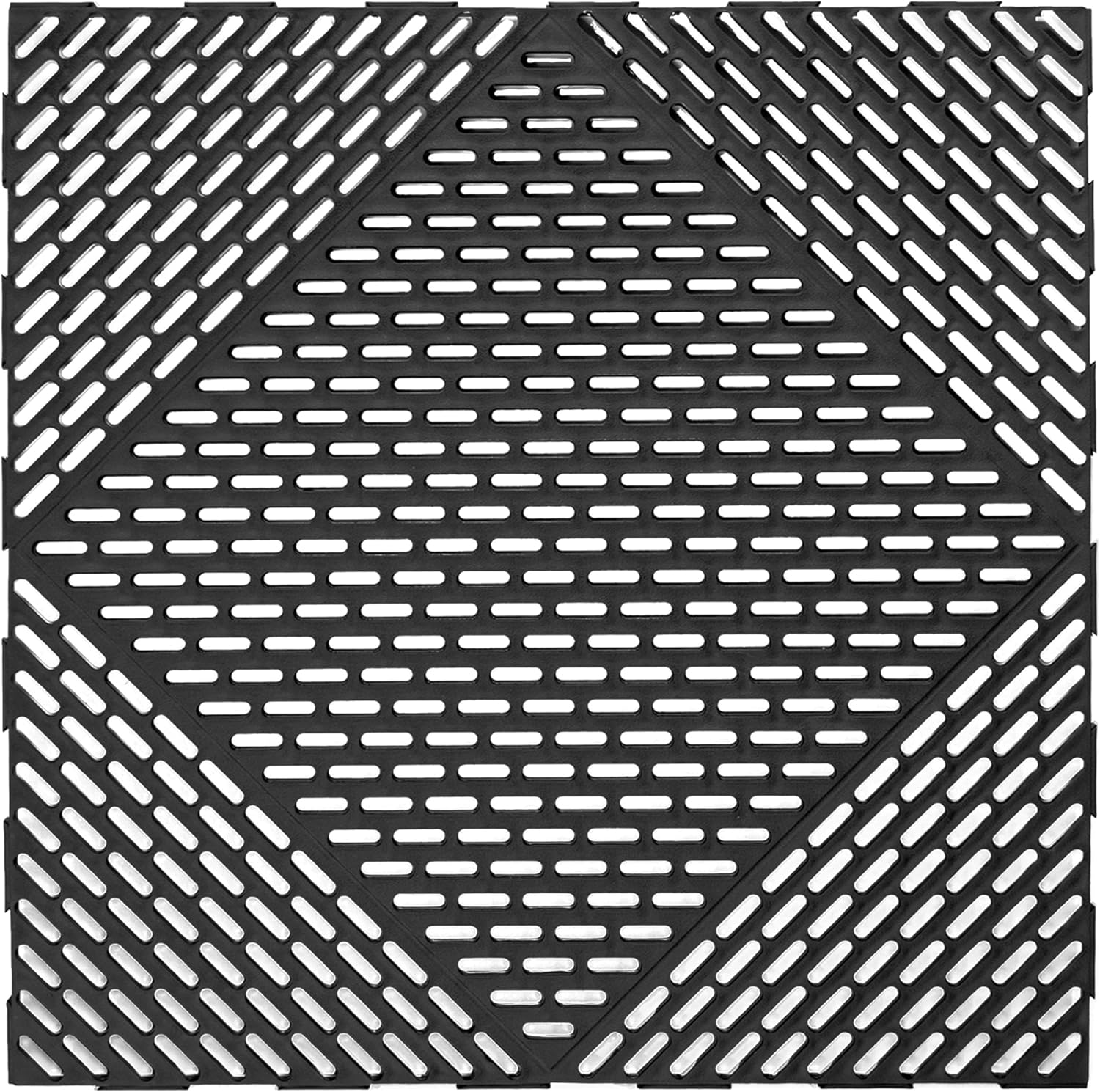 EasyTile 12 Pack Interlocking Floor Tiles with Drainage, Non-Slip Modular Flooring Mats for Garage and Workshop Use, 18x18 Inches, Black