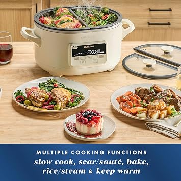 Crock-Pot MultiMeal Multicooker and Programmable Slow Cooker with Bake Function, Create 2 Dishes Simultaneously, Two 3.7qt Nonstick Pots Feed 8+ People, Dishwasher-Safe