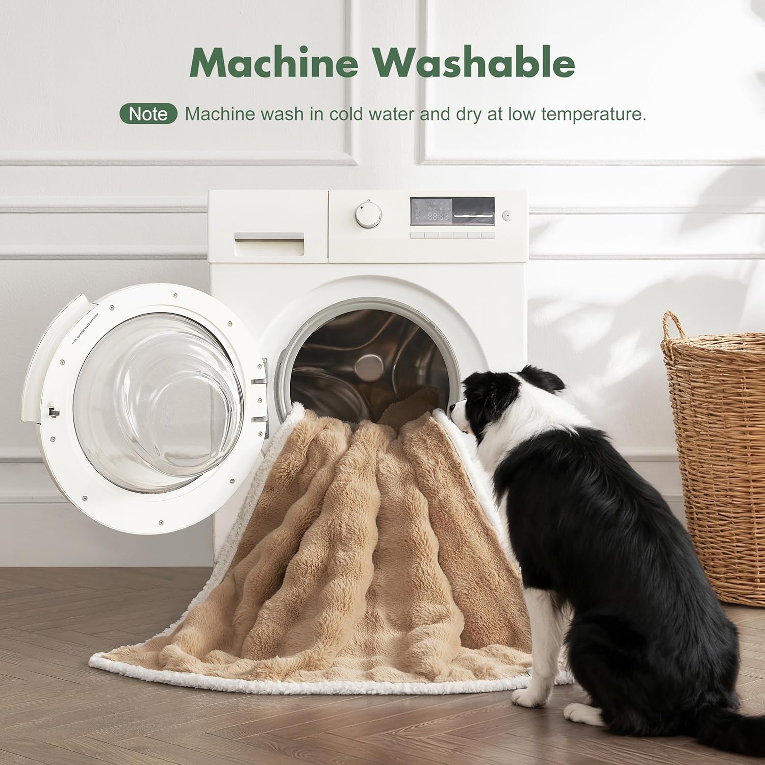 Soft Cozy Waterproof Dog Blanket for Large Dogs - Room Decor Pet Throw Blanket for Couch Bed Protector, Washable Dog Blankets for Indoors & Outdoors, Khaki, 50"x60"