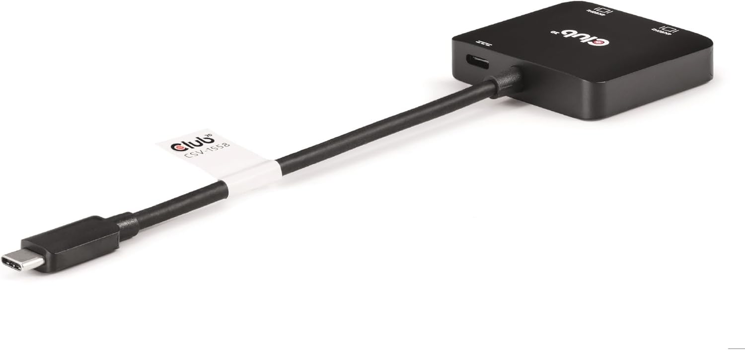 Club 3D CSV-1558 USB Type-C to Dual HDMI 4K60Hz Adapter with 100W PD Charging - DP1.4 Alt Mode, MST Support, Thunderbolt Compatible