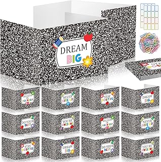 Cinrobiye 24 Pcs Composition Privacy Folders Standard for Students Cardboard Shields Test Privacy Boards Inspirational Words Desk Dividers Shield for Classroom School Study Supplies (Black)