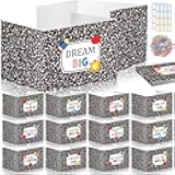 Cinrobiye 24 Pcs Composition Privacy Folders Standard for Students Cardboard Shields Test Privacy Boards Inspirational Words Desk Dividers Shield for Classroom School Study Supplies (Black)