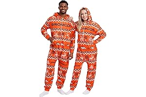 Denver Broncos Ugly Christmas Sweaters Holiday Pajamas One Piece Adult Onsie