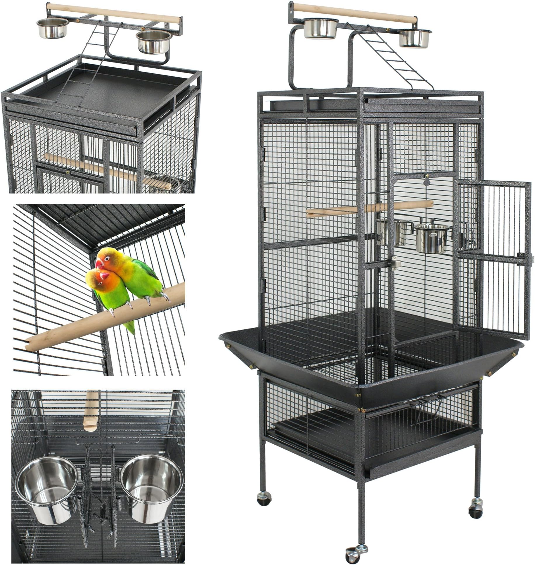 Super Deal 53"/61"/68" Extra Large Bird Cage w/ Play Top Parrot Chinchilla Cage Macaw Cockatiel Cockatoo Pet House, 61 inch