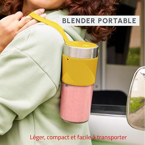 Moulinex Lightmix Blender portable, 300ml, Puissant, Rechargeable, Jaune Nest LM1C0210 - 2
