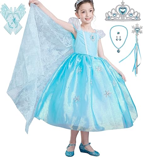 Miniatura 7 de Lito Angels Disfraces de princesa de nieve para niñas, disfraz de hermana, Halloween, cumpleaños, fiesta de disfraces con accesorios