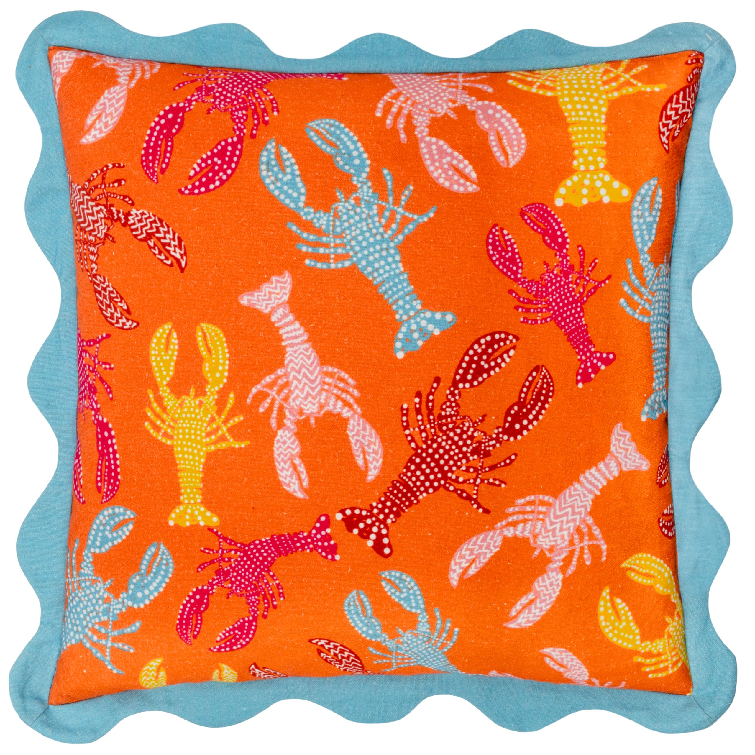 furn. Crustaceans Scalloped 100% Cotton Cushion Cover, Orangeade