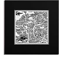 Vista 78 de O3 Design Studio Mapa de corte de papel Madrid negro mate de 20 x 20 pulgadas
