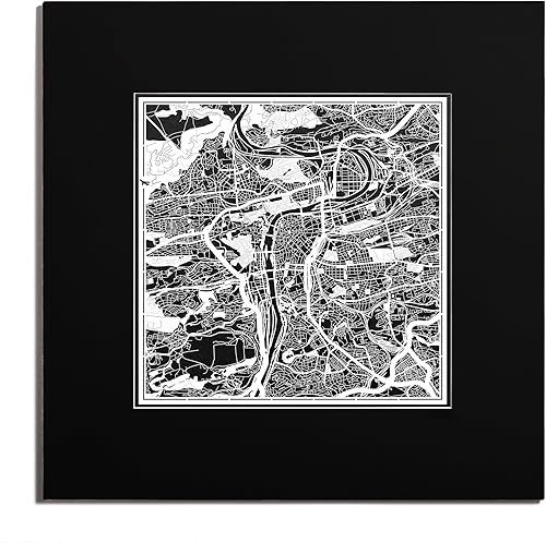 Miniatura 78 de O3 Design Studio Mapa de corte de papel Madrid negro mate de 20 x 20 pulgadas
