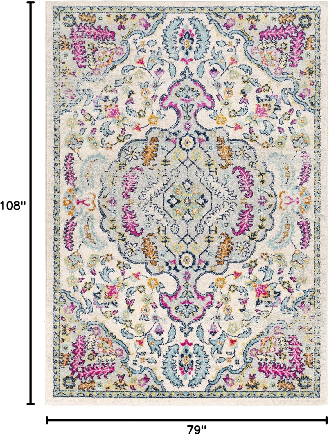 Livabliss Katia Vintage Global Area Rug,6'7" x 9',Pink