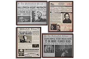 Ominous Movie Memories: 4Pcs Vintage Horror Movie Newspaper Posters