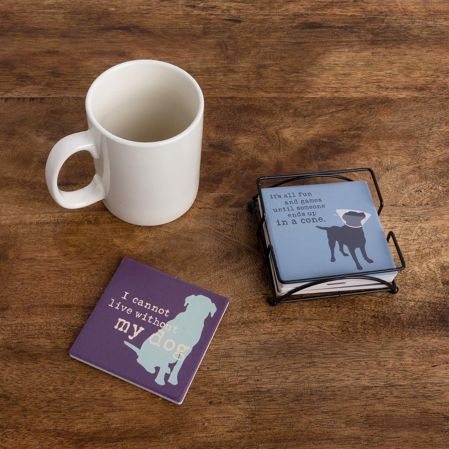 Black Friday Sale 2022 Primitives by Kathy Dog is Good Absorbent Stone Coasters, 4 x 4-Inches, Fun and Games