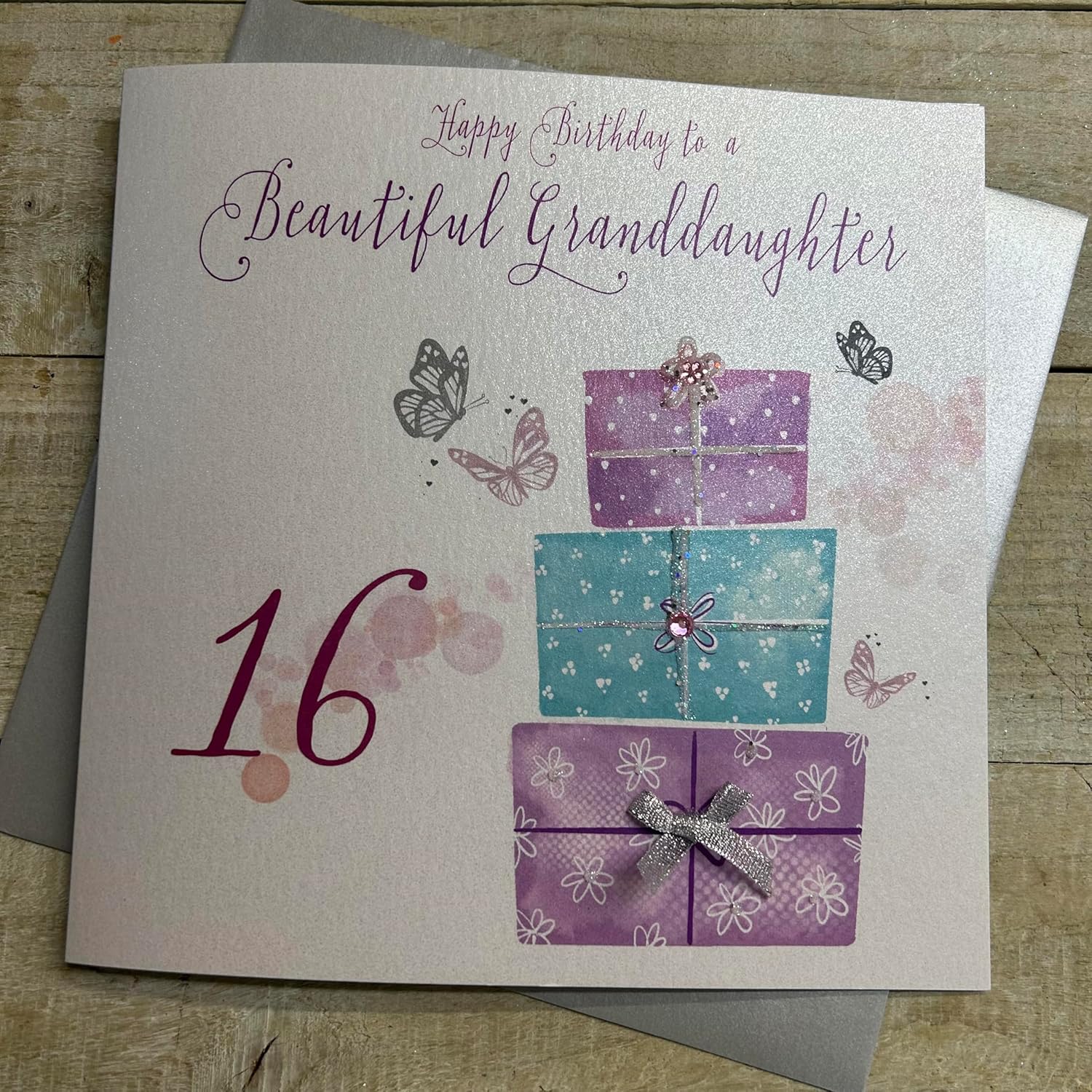 White Cotton Cards Happy Beautiful Granddaughter 16 Handmade Large 16th Birthday Card Present, XLWB105