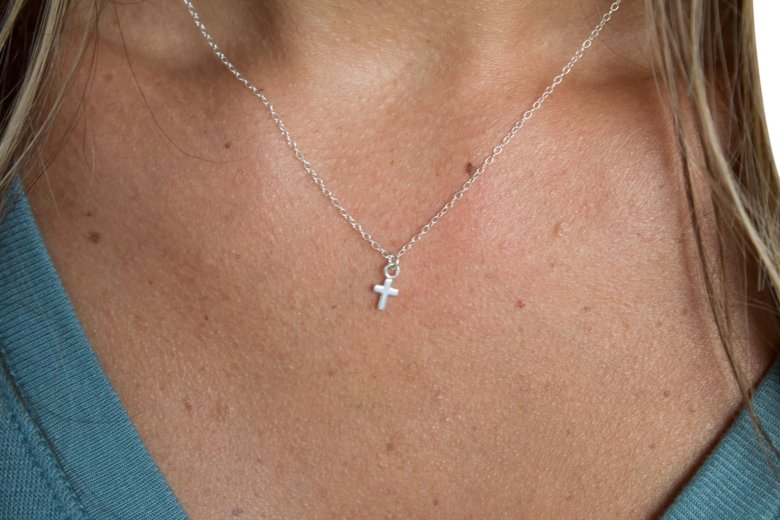 Sterling Silver Mini Small Cross Necklace