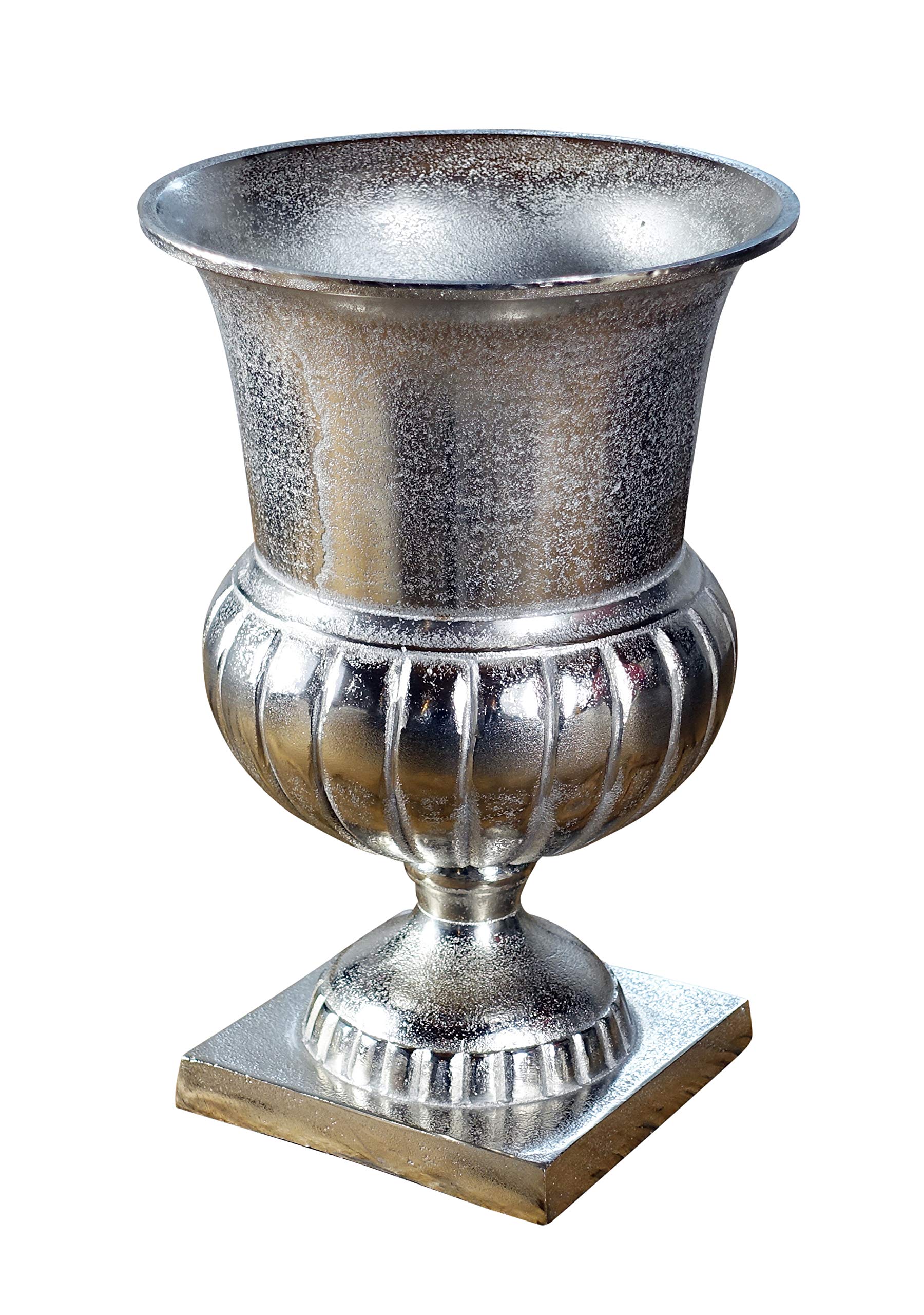 MichaelNoll Vase Blumenvase Gefäß Pokalvase Dekovase Aluminium Silber Luxus, Deko Modern, Wohnzimmer, Schlafzimmer, S 29 cm