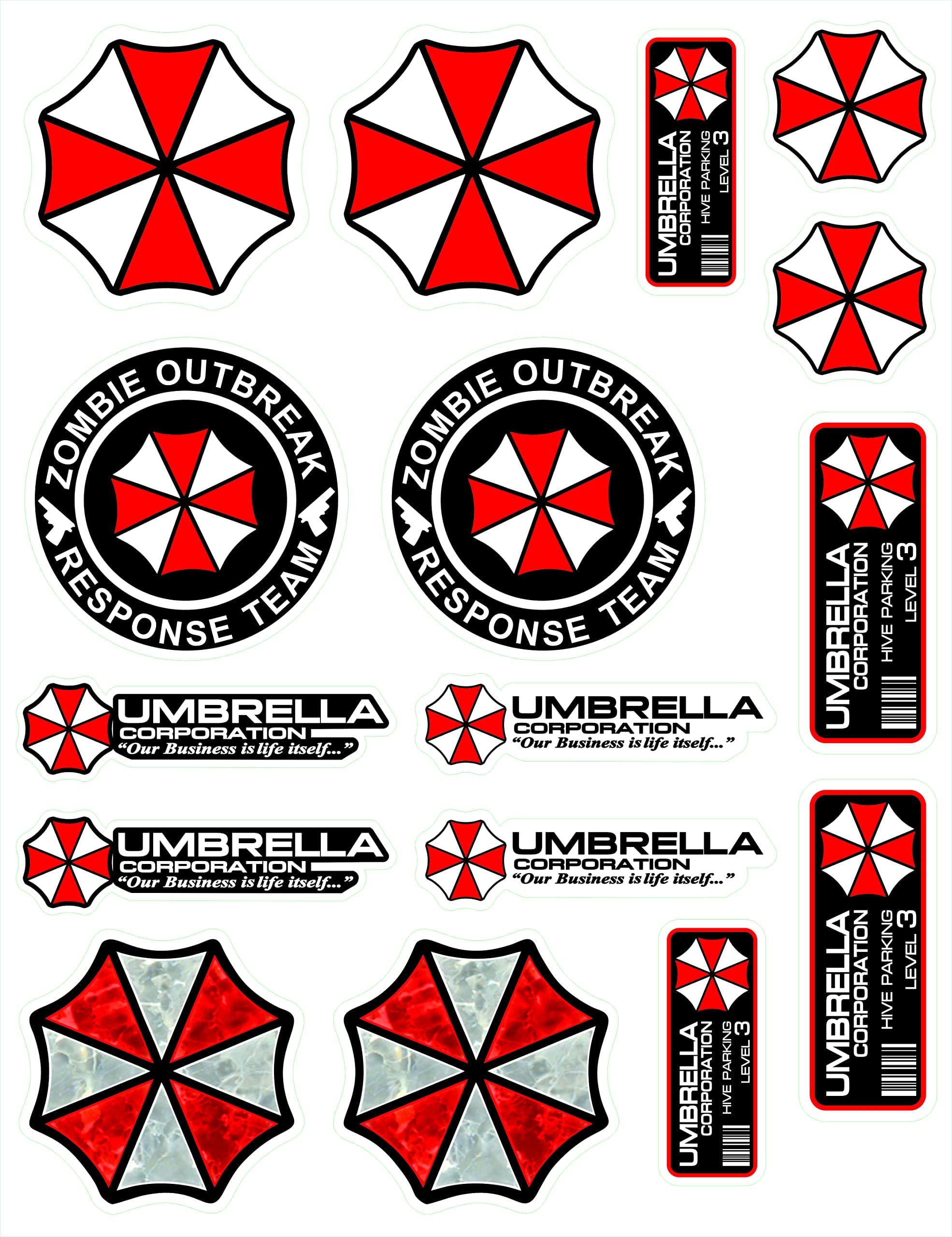 STICKY DUDE 16 pcs Umbrella Corporation Sticker Set, Umbrella Decal Calcomanias Raccoon City Car Window Truck Bumper Bike