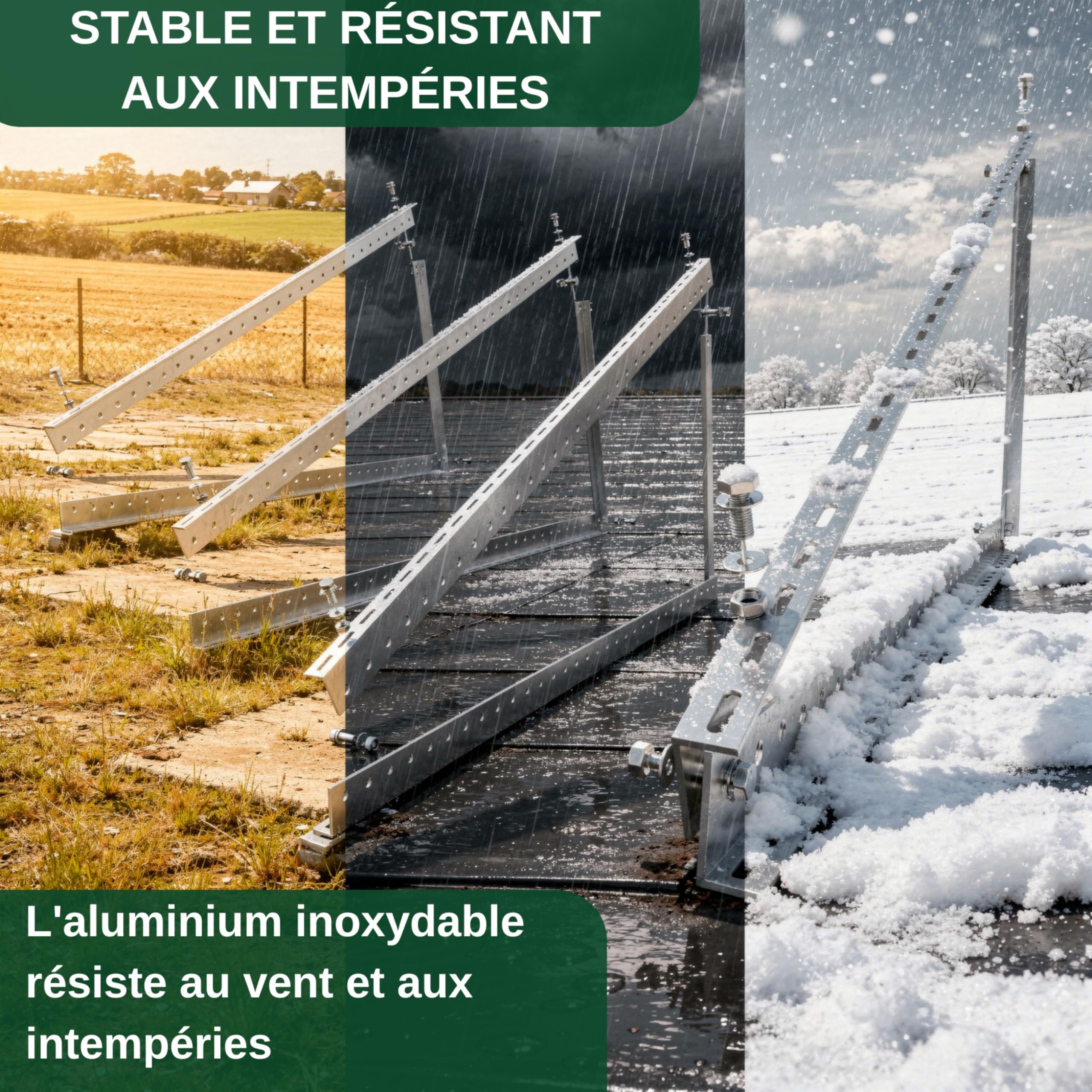 Lot de 4 supports de centrale de balcon - Support pour centrale électrique de balcon jusqu'à 114,5 cm - Réglable de 0 à 90 ° - Support de panneau solaire robuste certifié TÜV