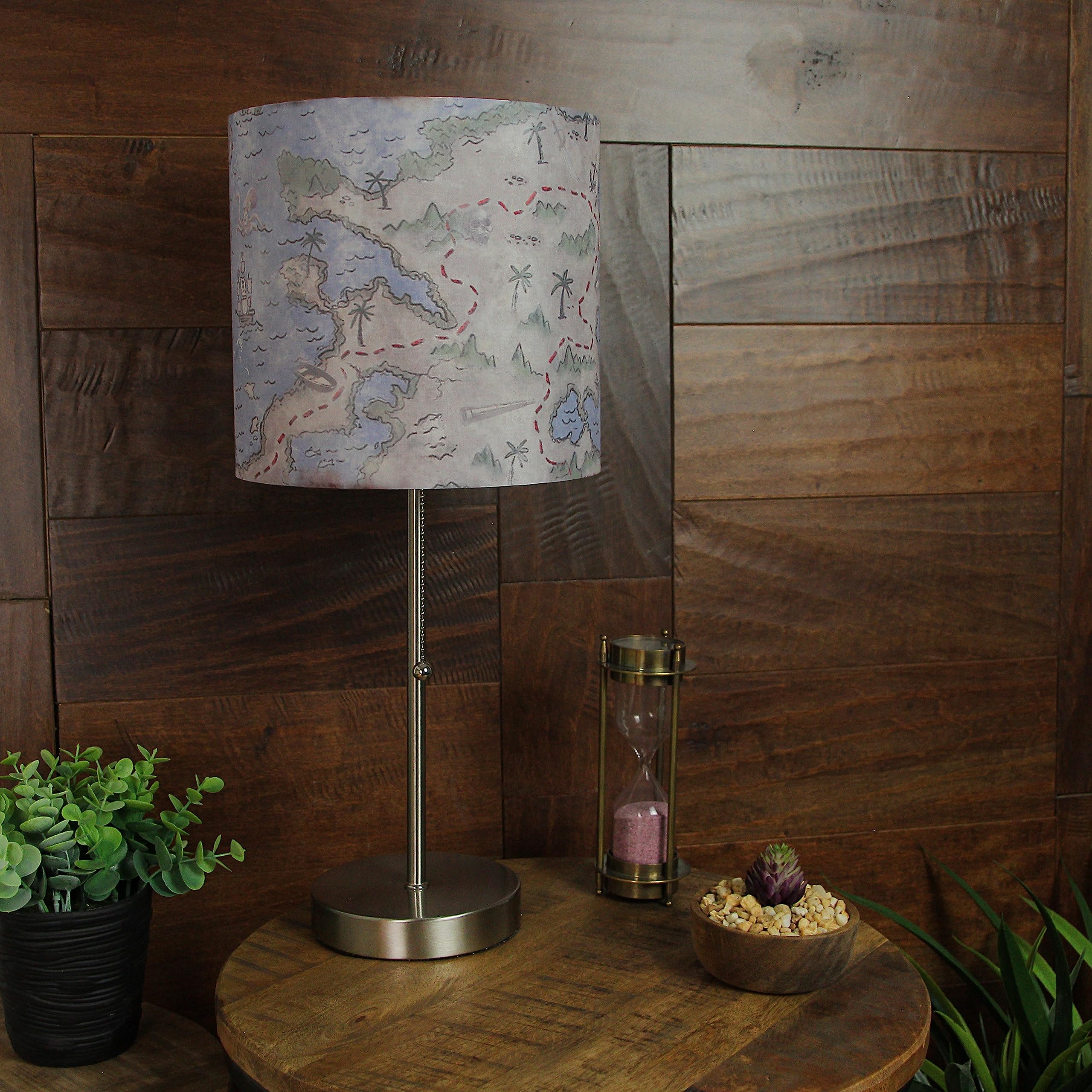 小物 the sea Zeckos Coastal Table Lamp with Treasure Map Shade, 19 Inch