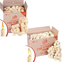 Fire Starters XXL 120+ pc - Eco firelighters for Indoor and Outdoor Use - Box of 100% Natural Waterproof Firestarter