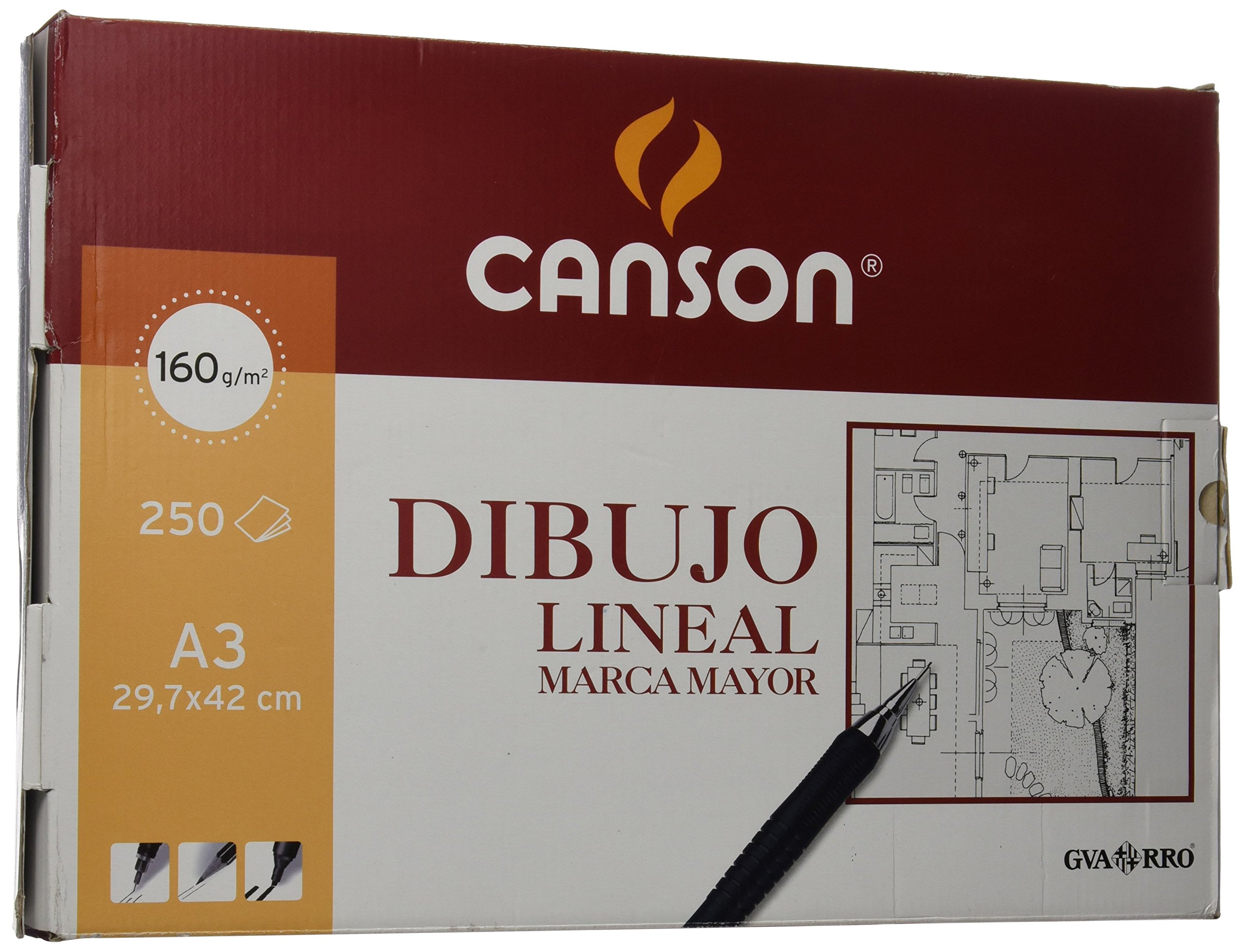 Canson Gvarro papier rysunkowy, liniowy, A3, 160 g, opakowanie 250 arkuszy
