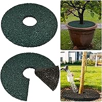 Waybas 2-Pack 12" Double-Side Rubber Tree Mulch Rings - Heavy Duty Recycled Mats, Green/Brown Reversible, Animal Dig-Proof Root Protector