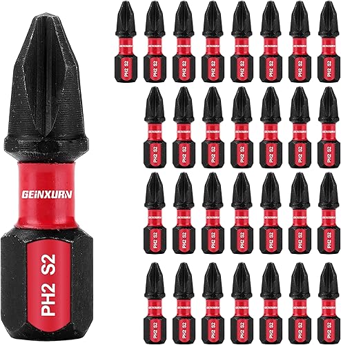 Impact Tough #2 Phillips - Juego de puntas de destornillador de 1 pulgada, paquete de 30 puntas de destornillador PH2 a granel