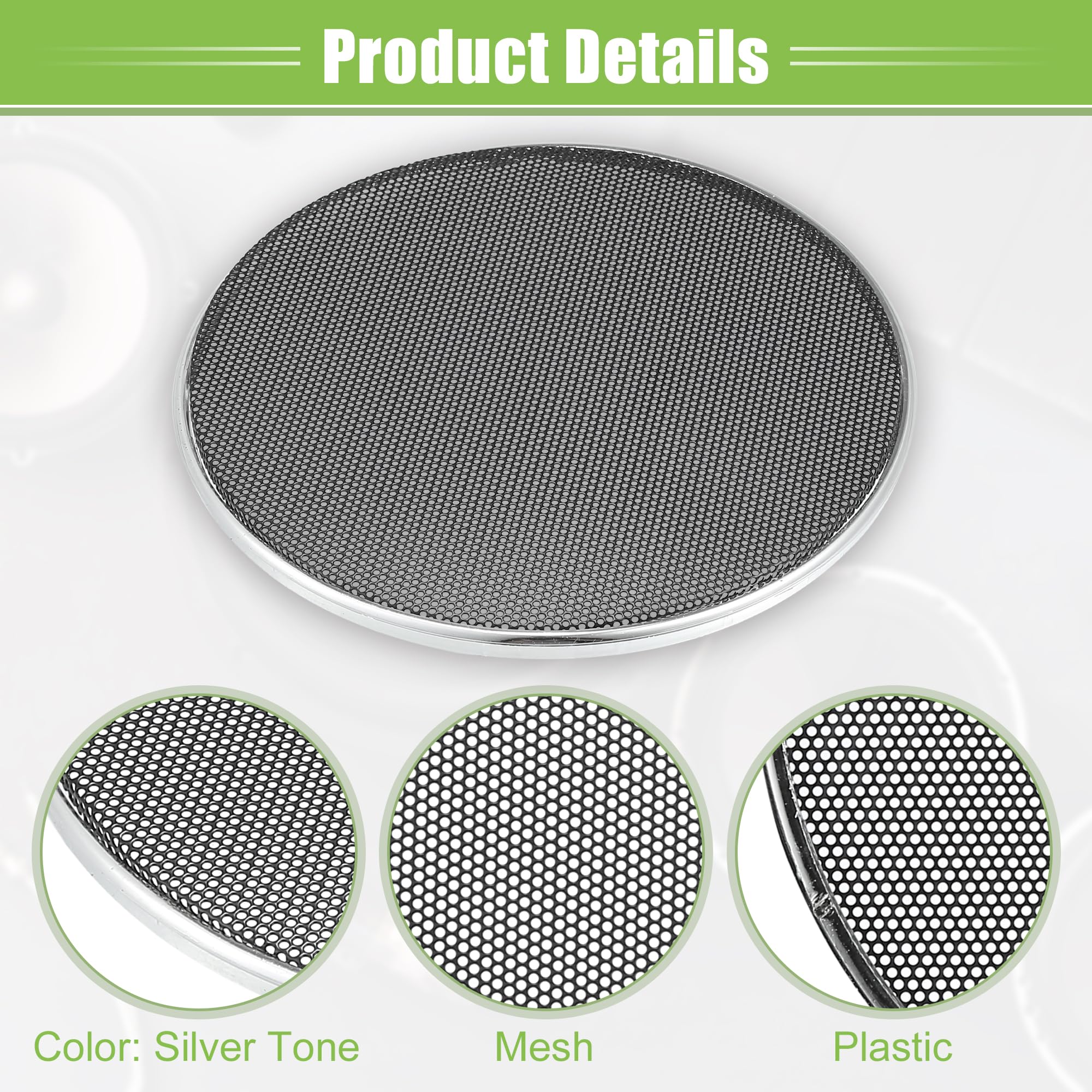 Grille De Haut-parleur Voiture Universelle 4,57" (116 Mm) - Argenté, ABS Et Métal - Pour Haut-parleurs 3,5"