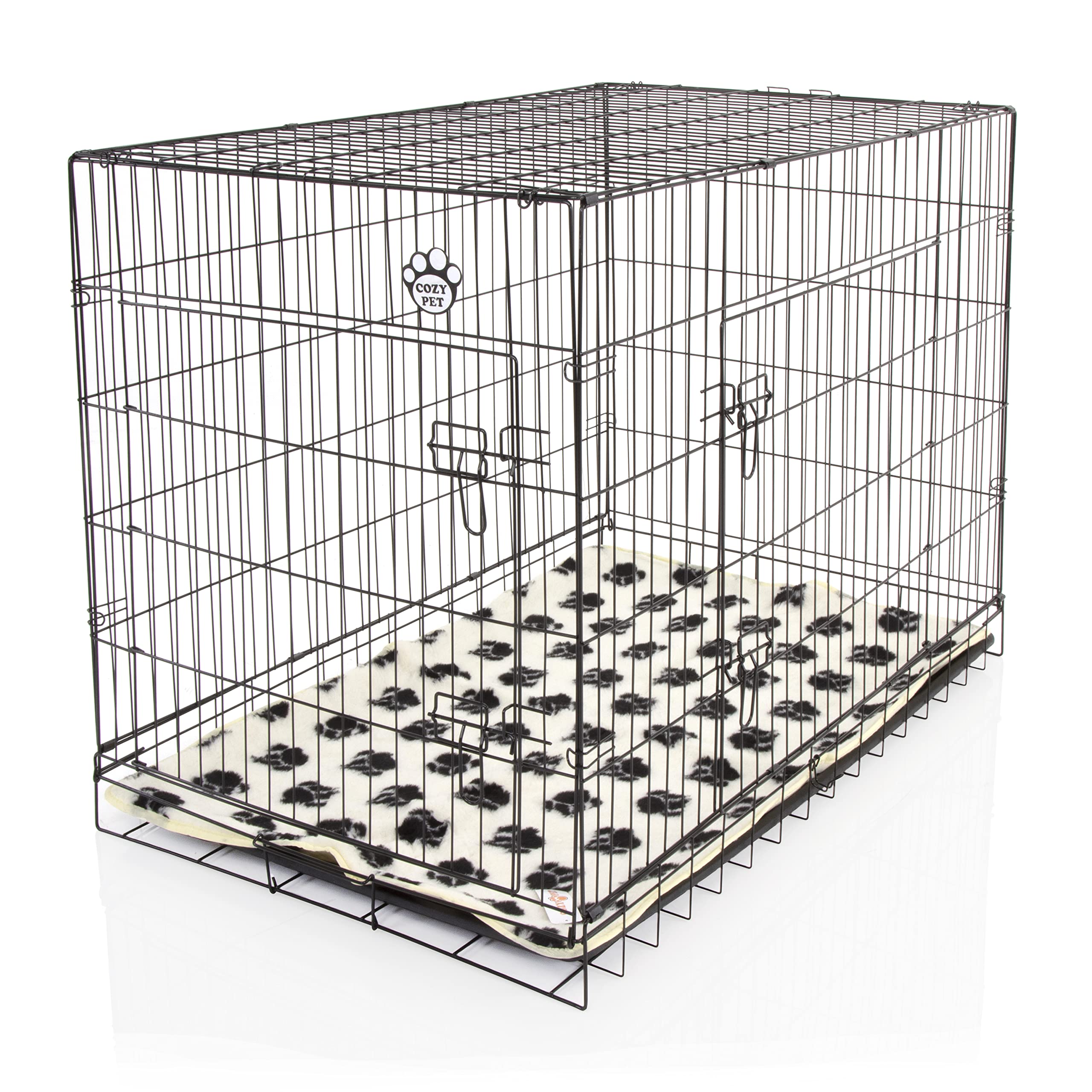 Cozy Pet Dog Cage 48" Black Inc Vet Bed ABS Tray Folding 122cm Puppy Crate Cat Carrier Dog Crate DCP48B + VB48C