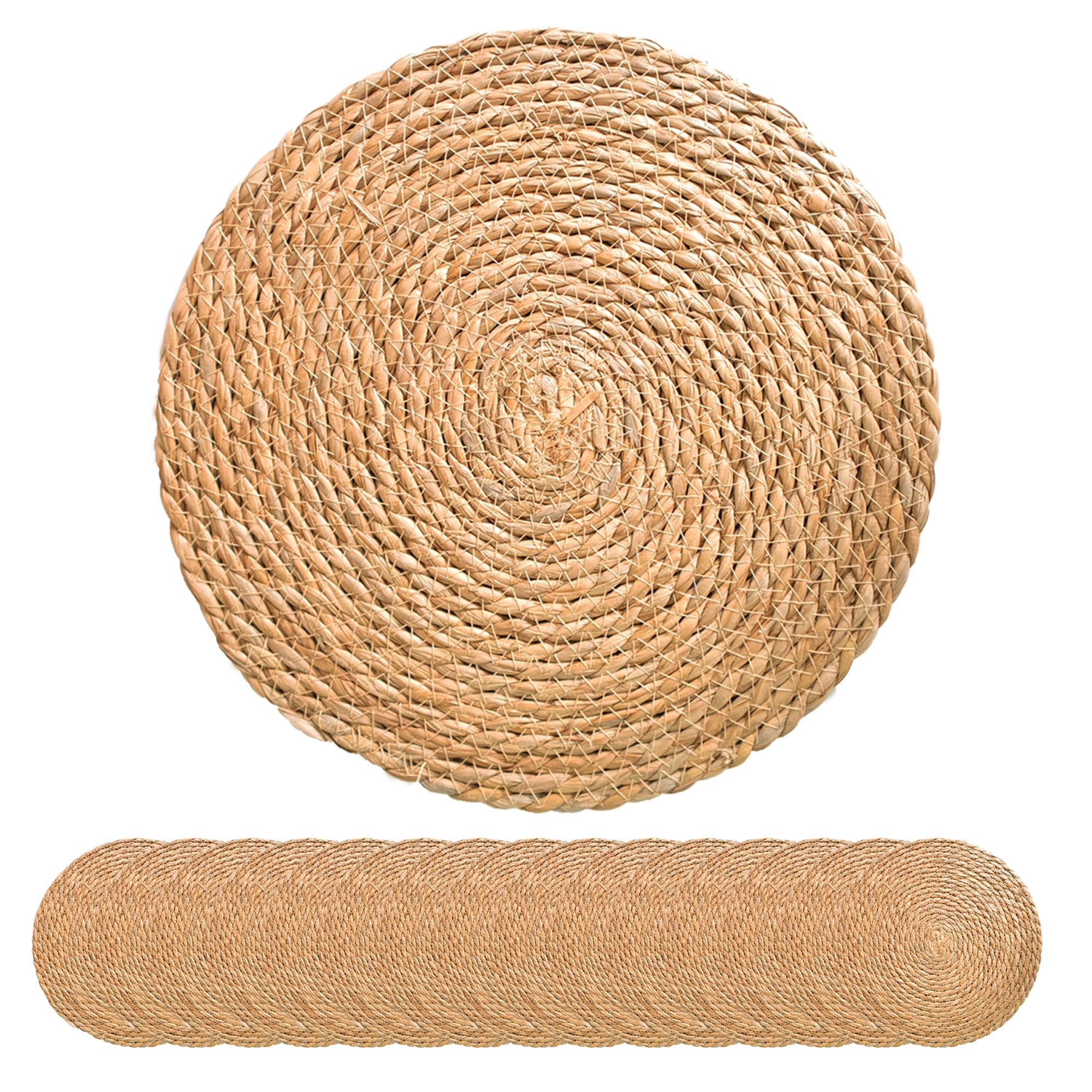Photo 1 of 13 Inch Round Woven Plate Placemats Set of 15, Farmhouse Rustic Straw Braided Chargers Place Mats, TwinnekYR Large Boho Cattail Weave Table Mats, for Dining Plates Table Decor Home Wedding Party