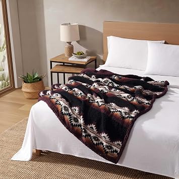 Wrangler - Sherpa Reverse Throw Blanket for Bed or Couch, 50 x 70