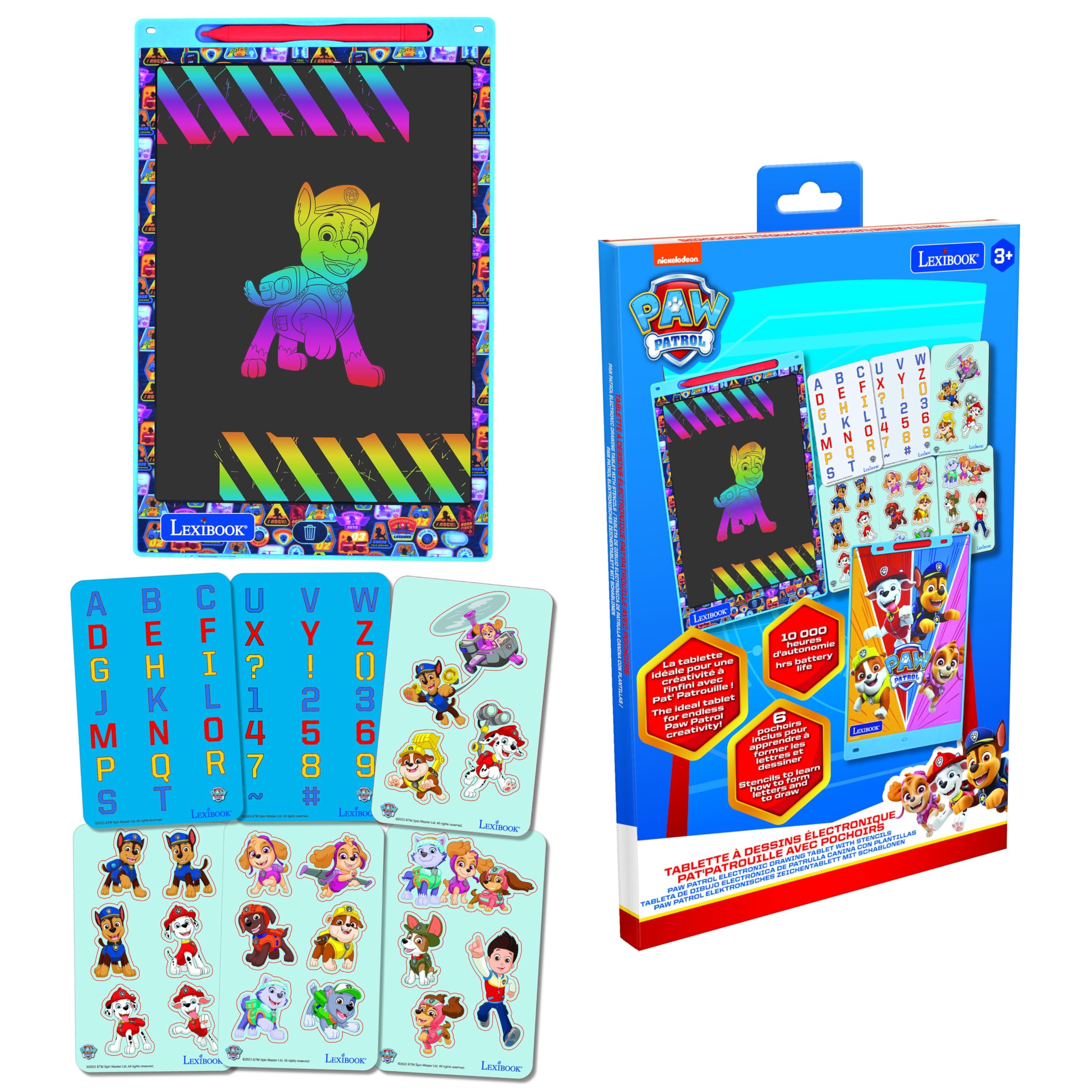 LEXiBOOK, Paw Patrol Magic Slate, Art and Craft Toy for Girls and Boys, A4 Size with Multicolored Drawings, Blue/red, CRT10PA