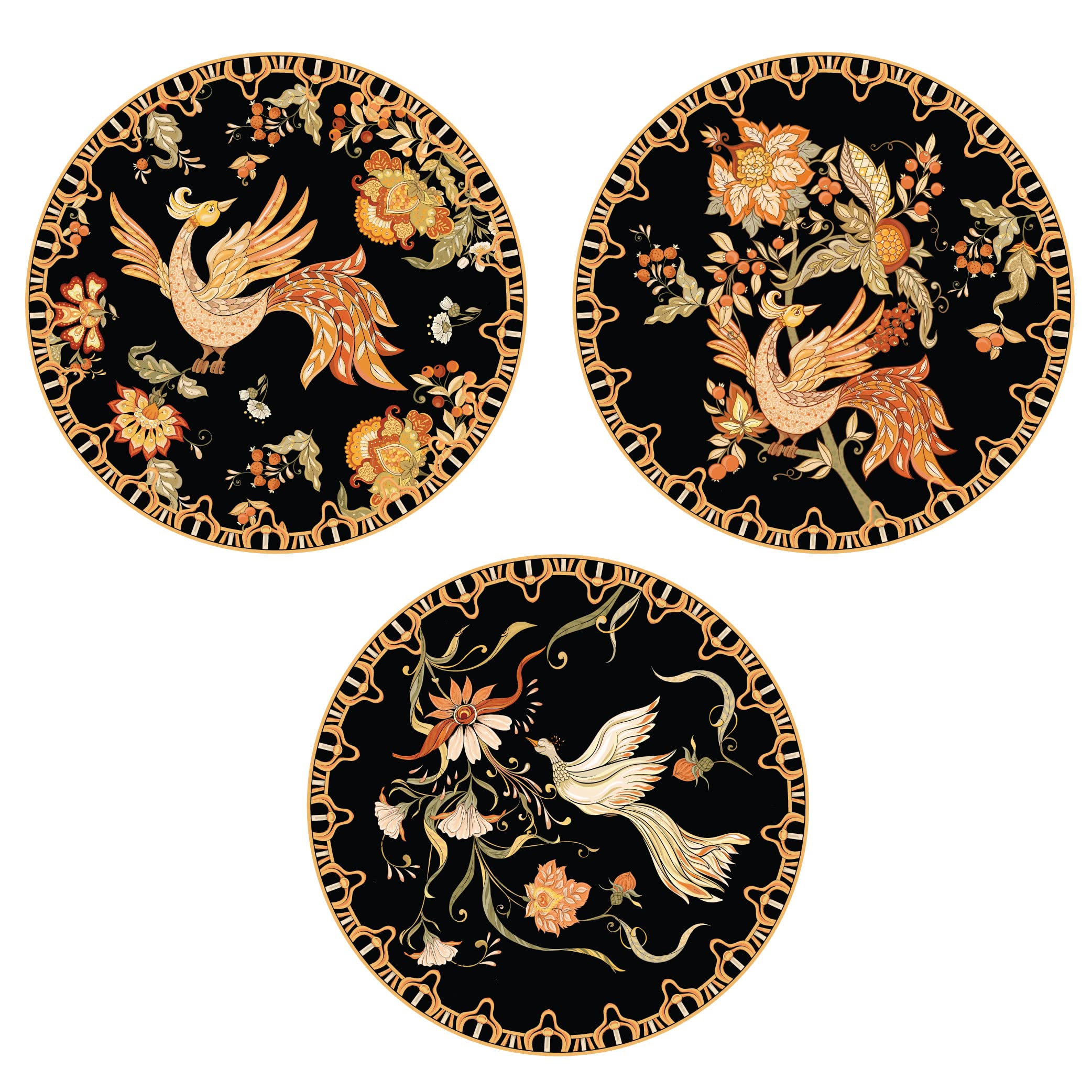 Real Art Wall Hanging Ceramic Plate 7"-3 pcs Set Modern Art Multicolor Gift Packing