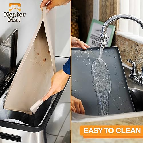 Miniatura 6 de Neater Pet Brands Neater Mat - Tapete de silicona impermeable para cuencos para mascotas, protege los suelos de alimentos y agua (capuchino,