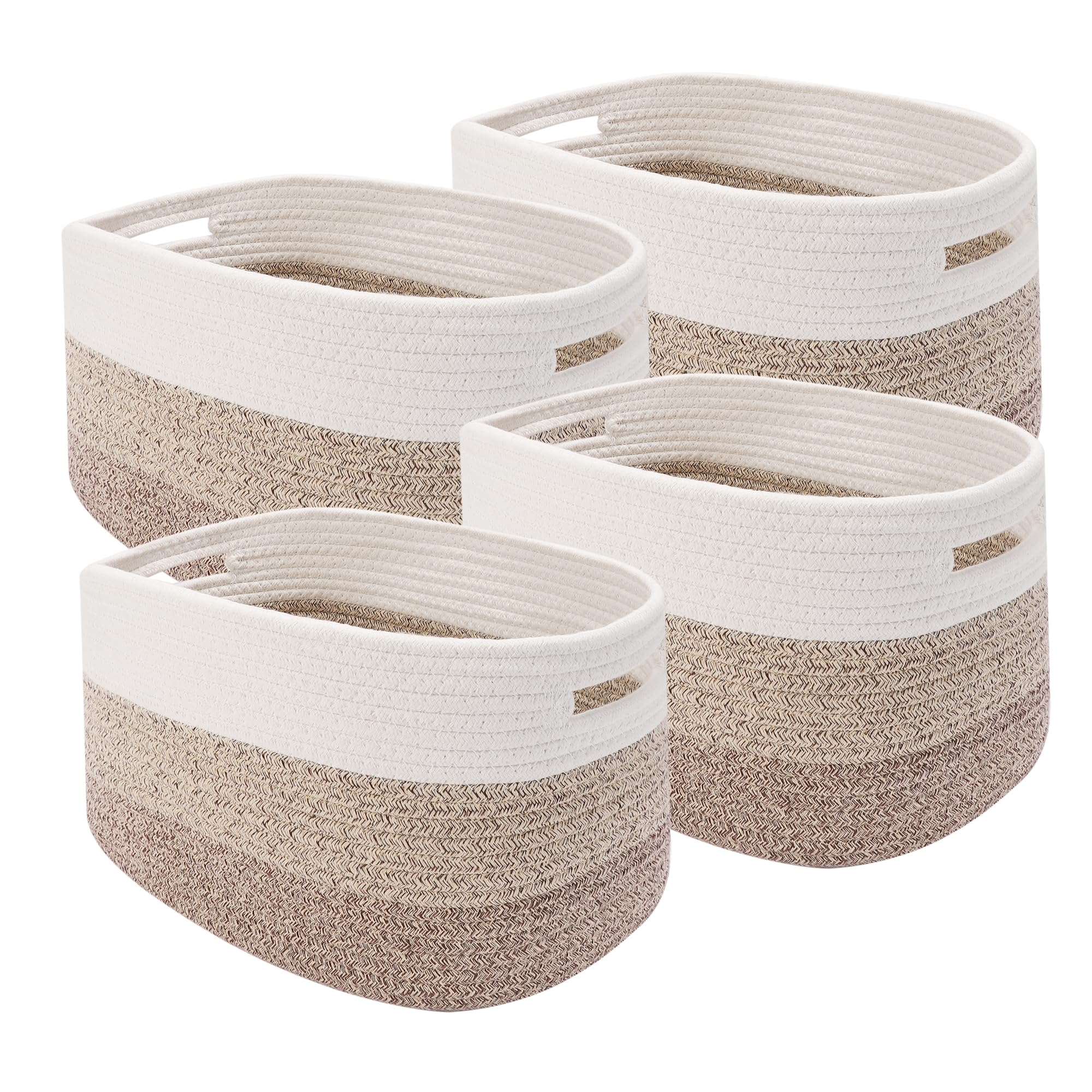 Fijxzct 4 Pack Woven Storage Baskets for Organizing - Cotton Rope Baskets for Closet, Toys, Books, Towels, Durable Storage Bins for Shelves, Living