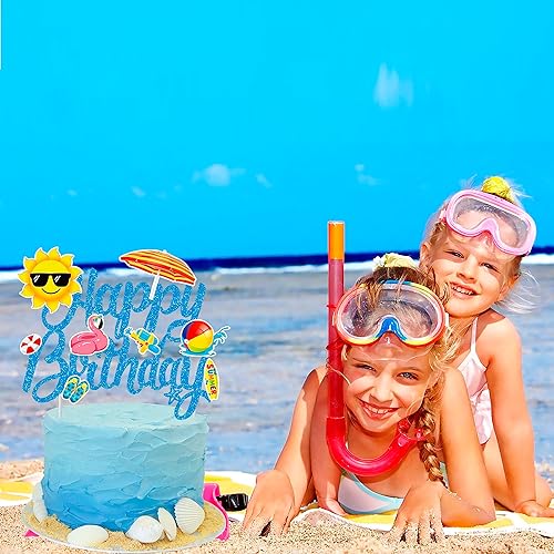 Miniatura 7 de Decoración de pastel de playa de verano para piscina, selección de pastel de cumpleaños, decoración de pastel de feliz cumpleaños, decoración de