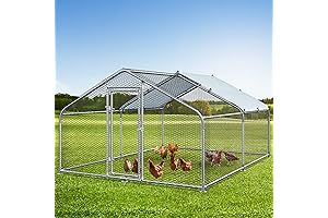 YITAHOME Large Metal Poultry Coop with Waterproof Cover for Outdoor Backyard Farm Use