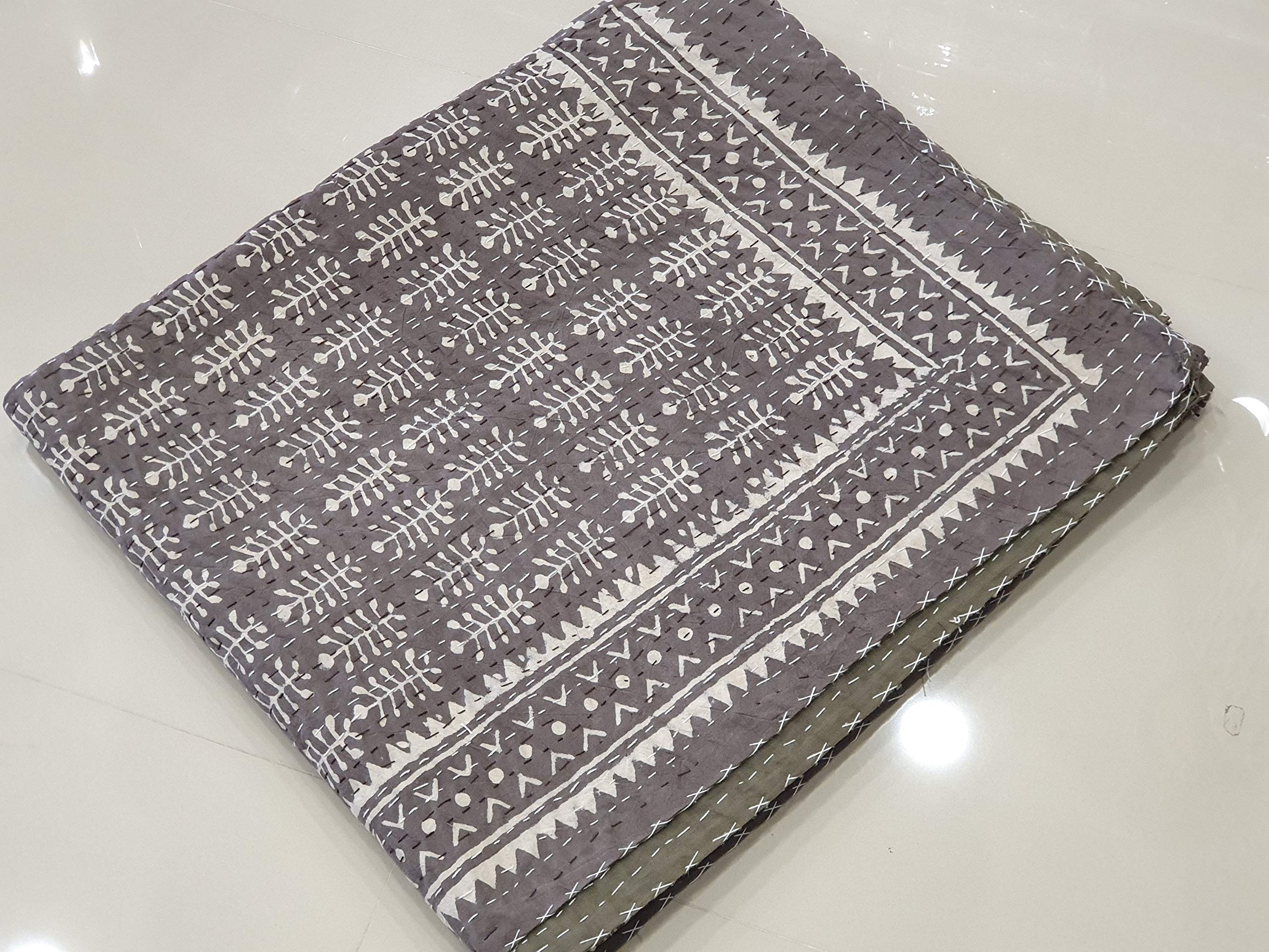 Couvre-lit fait à la main en coton Kantha pour décoration d'intérieur et parure de lit