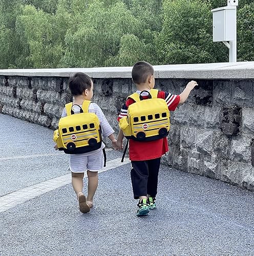 Miniatura 7 de Mochila infantil para niños y niñas, bolsas de preescolar 3D de dibujos animados para guardería, Amarillo, M, Mochila para niños pequeños