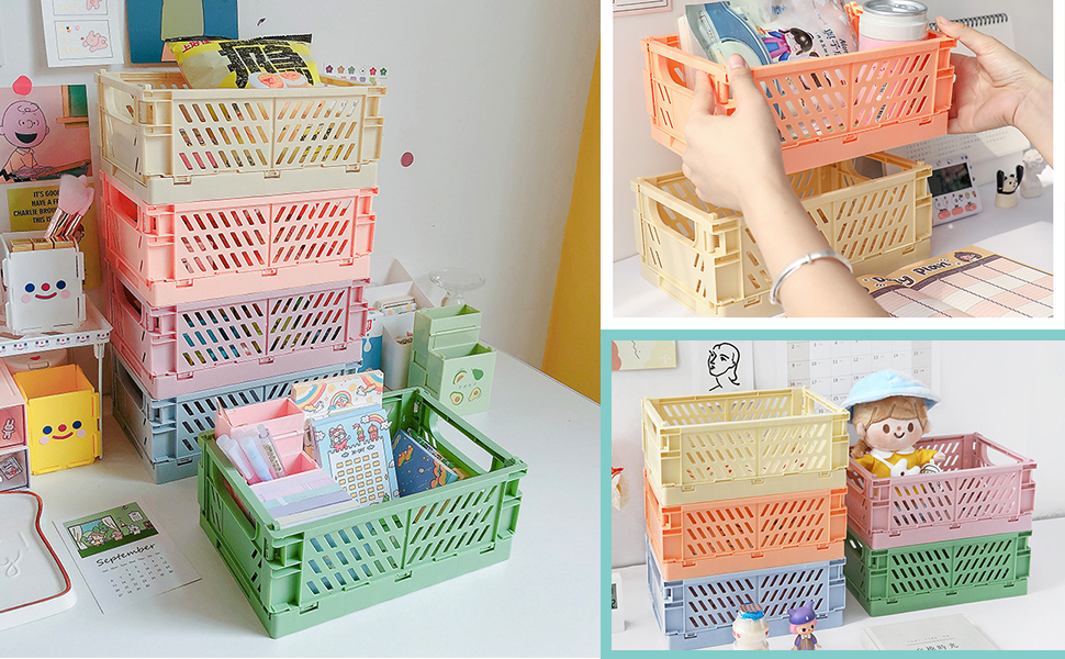 Cestini Pieghevoli In Plastica 19L - Impilabili, Con Manico, Per Organizzare Casa, Ufficio E Camera - Foto 4