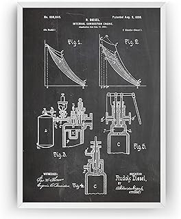 Magic Posters Diesel Internal Combustion Engine 1898 Patent Print Art - Page 1 - Engineer Gift Mechanic Merchandise Poster Vintage Old Original Blueprint Collector Wall Decor - Frame Not Included