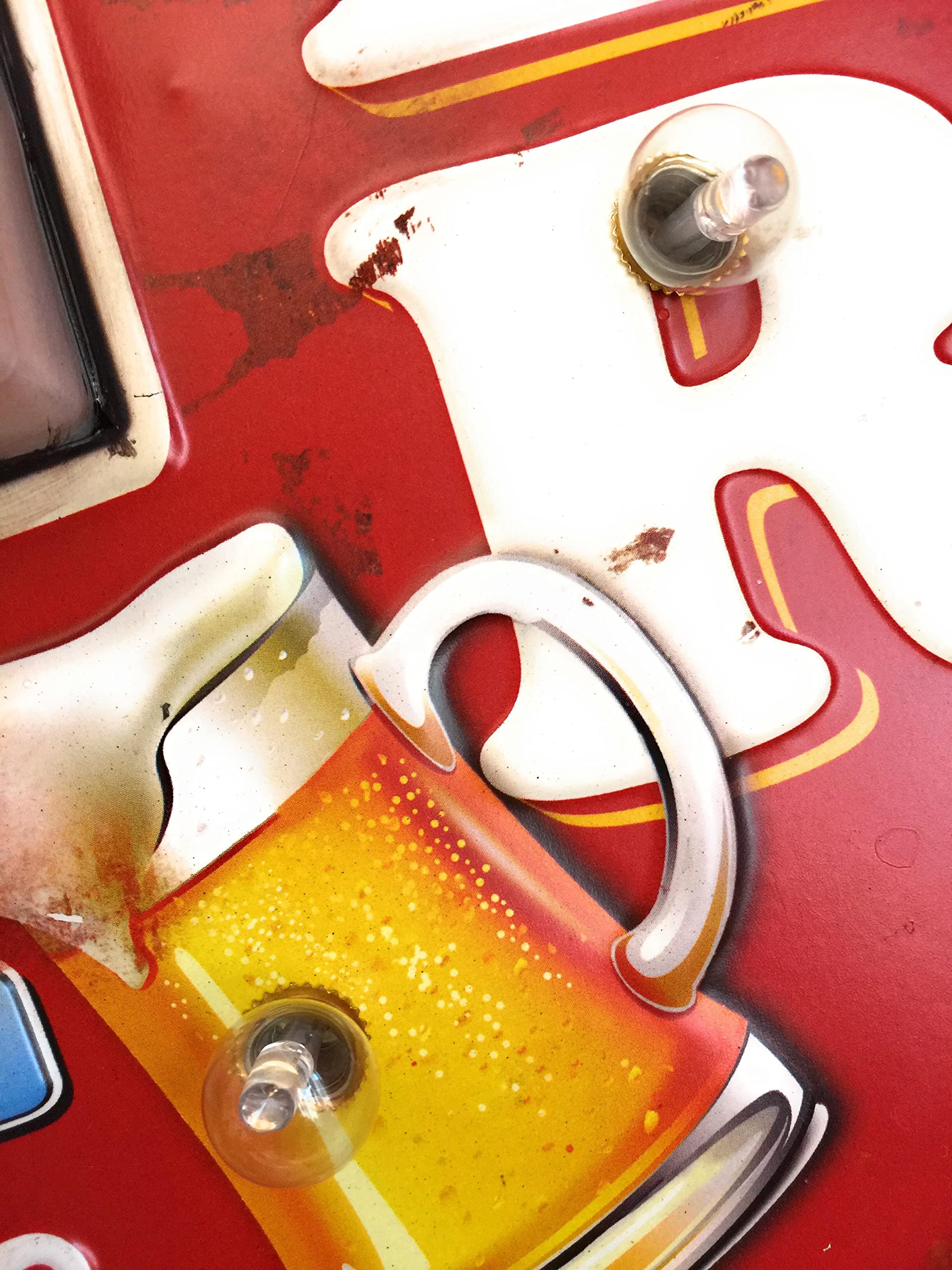Leuchtschild Vintage Deko Bier — Retro Blechschild mit LED Beleuchtung für Wanddeko, Leuchtreklame für 50er Jahre Haus Dekoration, Retro Leuchtkasten | 41x22x5 cm (Ice Cold Beer)