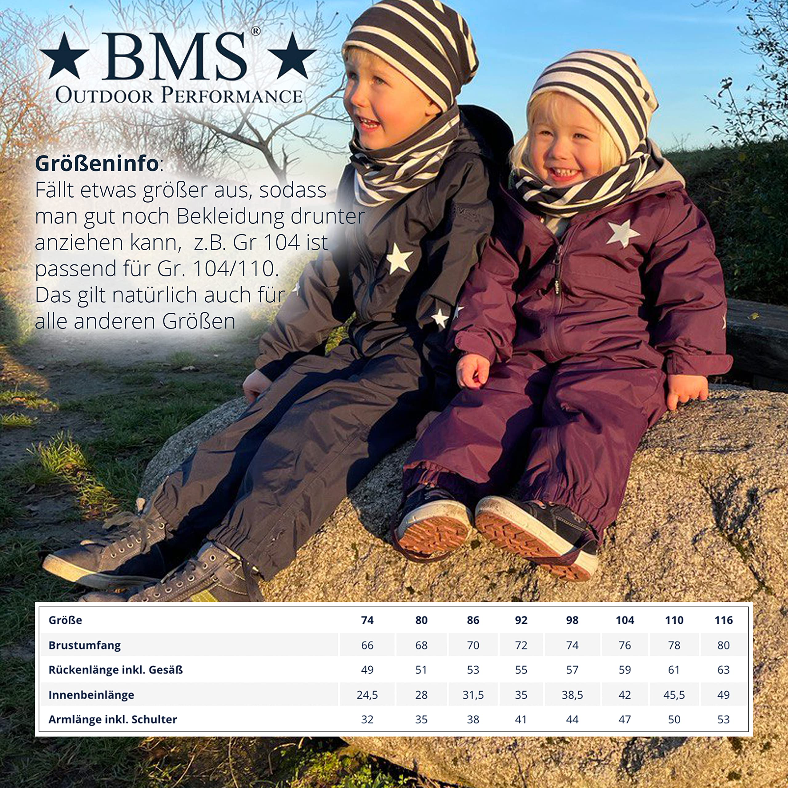 BMS® BabyTodds, wasserdichter Regenanzug für Kinder, idealer Overall, 100% wasserdicht, besonders atmungsaktiv dank SoftLan,Oeko-Tex, strapazierfähig, langlebig für Mädchen, Jungen
