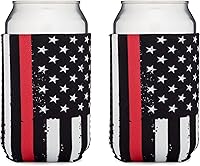 Vista 12 de Great 1 Productos Thin Blue Line Fundas plegables para latas de cerveza y botellas de cerveza - Paquete de 2 - Tamaño estándar de 12 oz - Neopreno