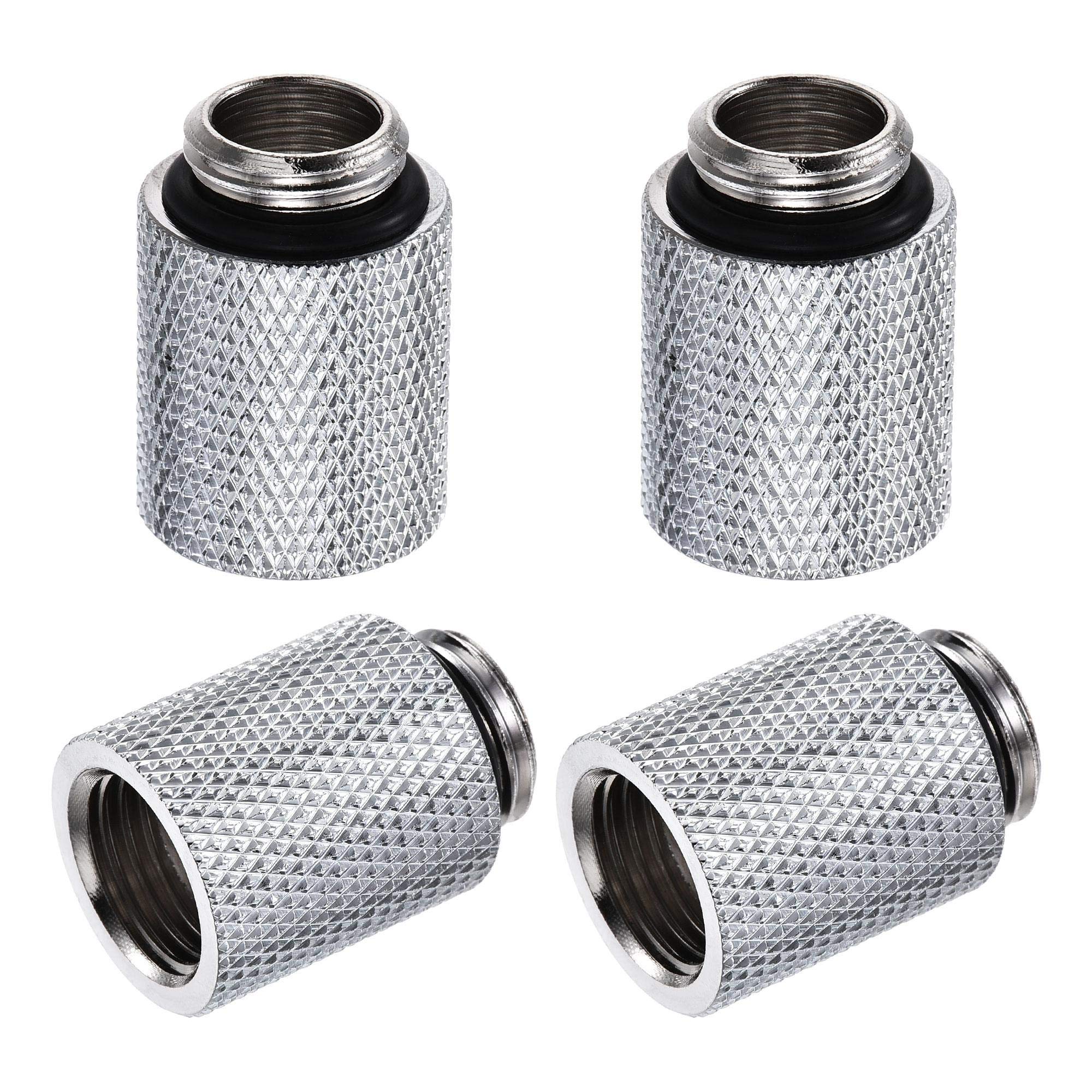 uxcell Male to Female Extender Fitting G1/4 x 20mm for PC Water Cooling System Silver 4pcs
