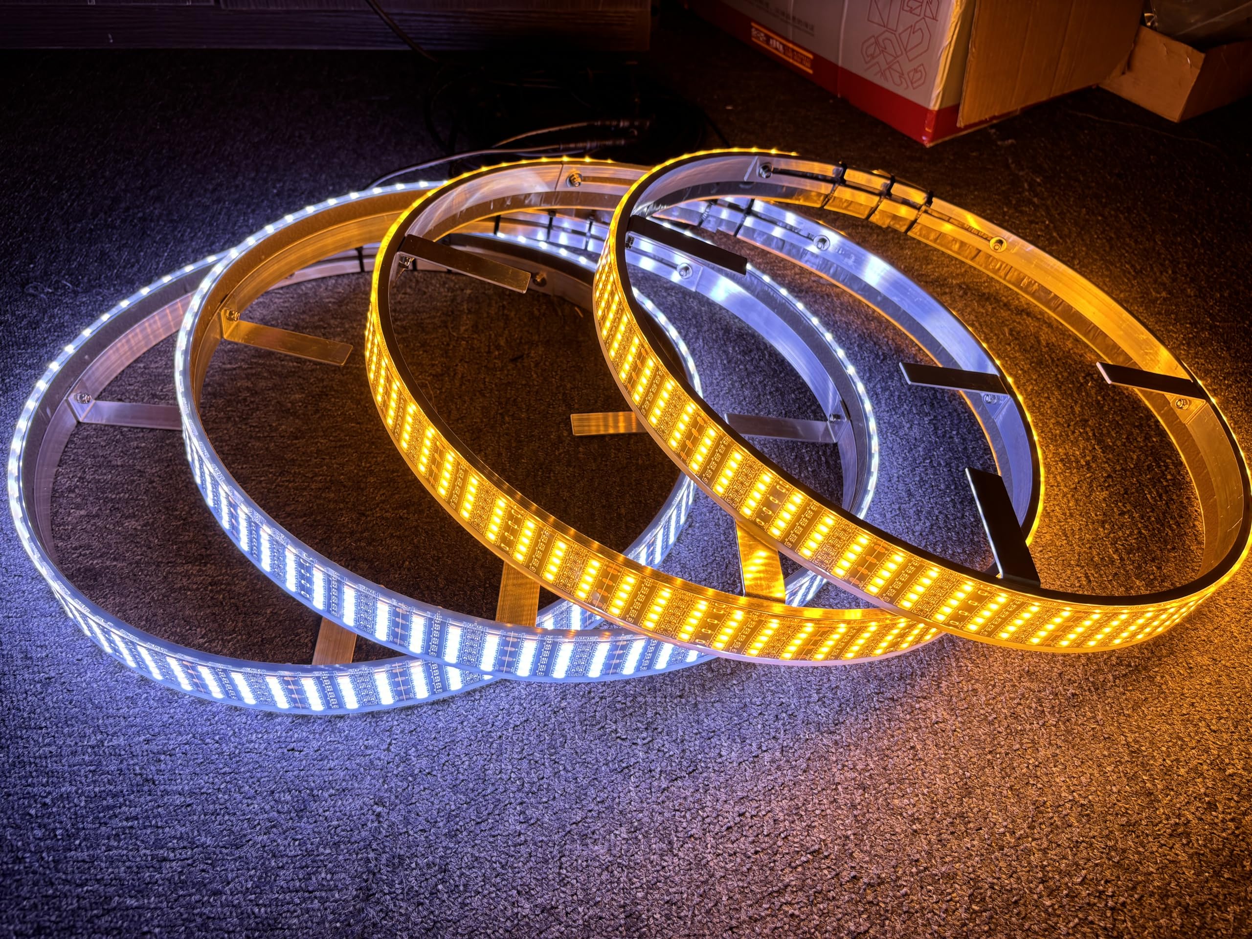 15.5'' Sando Tech 5 Row Pure White Led Wheel Lights w/Amber Turn Signals Rim Lights 1440Leds Brightest White Rim RF Remote/Switch Ctrl for Truck Offroad Tire Light