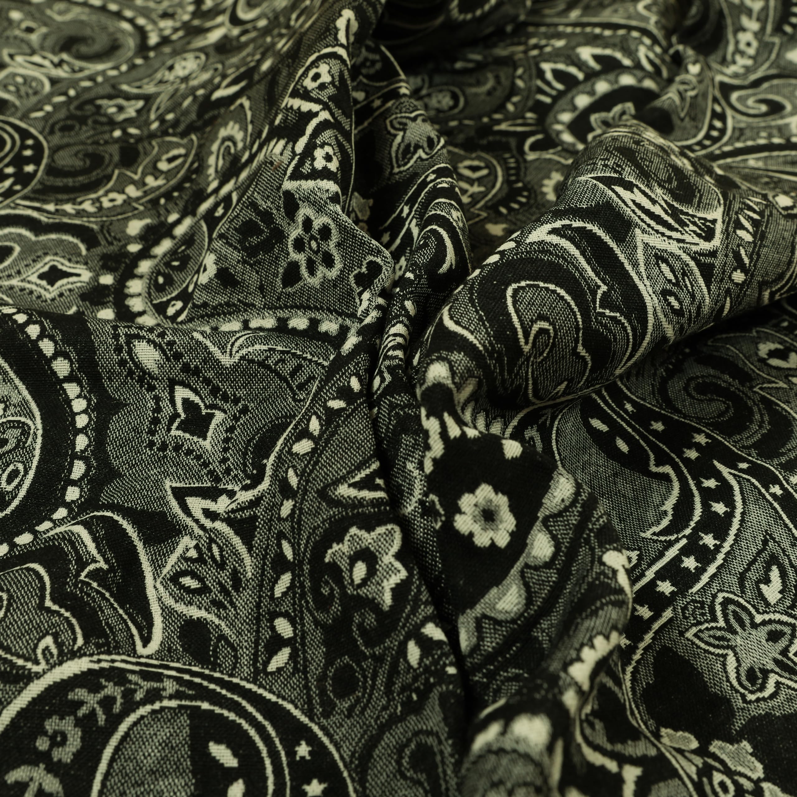 Redbrick Mill Fabrics Flame Retardant Furnishing Fabric Paisley Pattern Black Chenille Upholstery Curtain Fabric (Per Metre) โ image 1