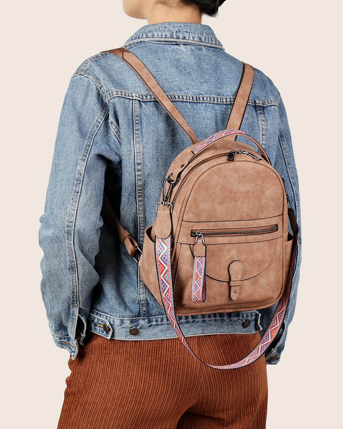 FADEON Mini Backpack Purse for Women, Designer Leather Cute Roomly Small Backpacks, Ladies Shoulder Backpack Fashion Handbag - Image 2