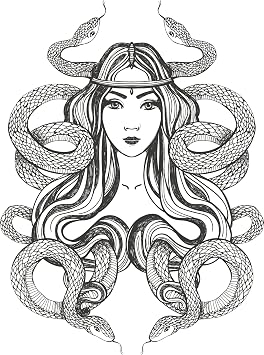 Divine Designs Beautiful Sexy Asian Woman Pen Art - Snakes Vinyl Decal Sticker 12" Tall