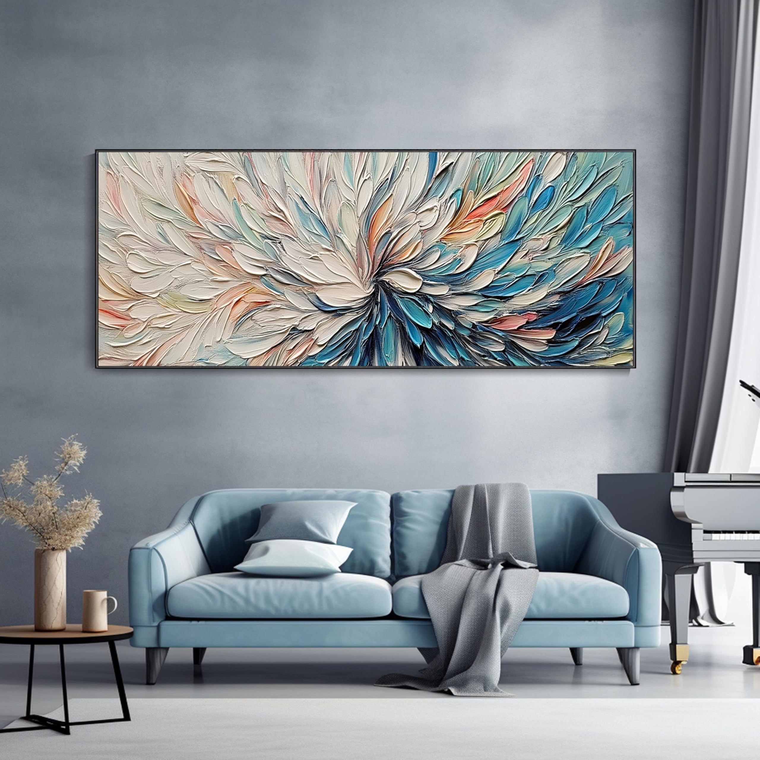 Texture 3D impressionniste pour décorer un salon moderne